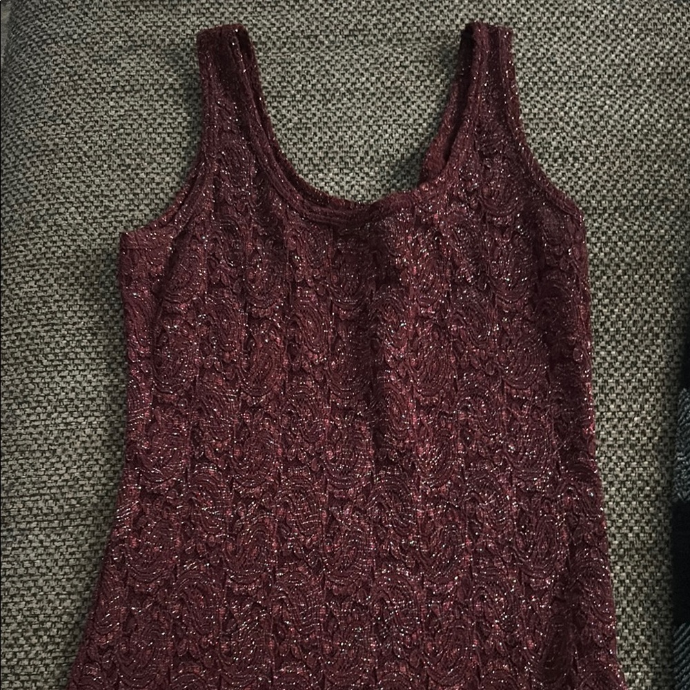BKE Red Fitted Ribbed Tank Top